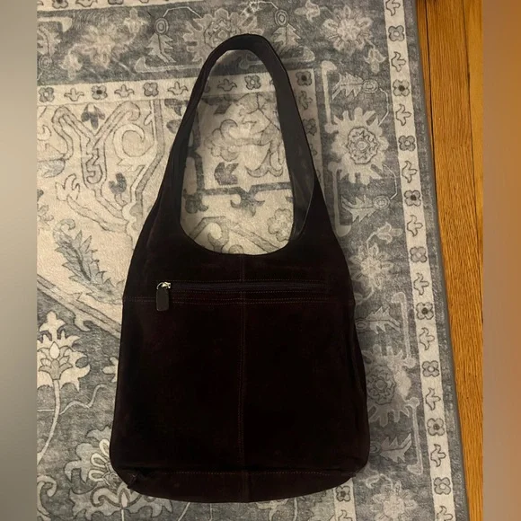 Vintage Dark Purple Suede Shoulder Bag - Picture 4 of 6